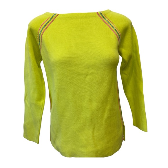 Crewcuts Lime Green Girls Sweater Side Stripes Brat Summer size 14 - Picture 12 of 12